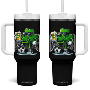 Funny Irish Shamrock Dabbing Soccer Tumbler With Handle St Patricks Day TS12 One Size: 40 oz Black Print Your Wear