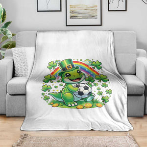 Cute Dinosaur Soccer Player Throw Blanket St Patricks Day Dino Lover TS12 Print Your Wear