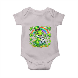 Cute Dinosaur Soccer Player Baby Onesie St Patricks Day Dino Lover TS12 Ice Gray Print Your Wear