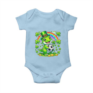 Cute Dinosaur Soccer Player Baby Onesie St Patricks Day Dino Lover TS12 Light Blue Print Your Wear