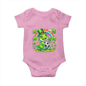 Cute Dinosaur Soccer Player Baby Onesie St Patricks Day Dino Lover TS12 Light Pink Print Your Wear