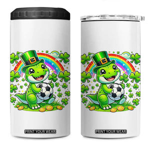 Cute Dinosaur Soccer Player 4 in 1 Can Cooler Tumbler St Patricks Day Dino Lover TS12 One Size: 16 oz White Print Your Wear