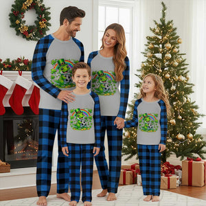 Cute Dinosaur Soccer Player Plaid Pajama Set St Patricks Day Dino Lover TS12 Blue Plaid Print Your Wear