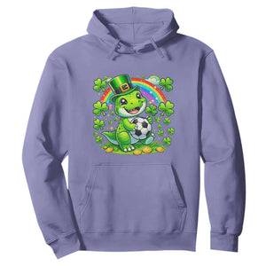 Cute Dinosaur Soccer Player Hoodie St Patricks Day Dino Lover TS12 Violet Print Your Wear