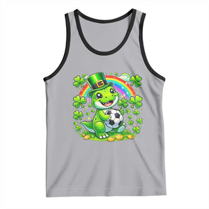 Cute Dinosaur Soccer Player Tank Top St Patricks Day Dino Lover TS12 Athletic Heather Black Print Your Wear