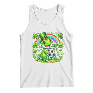 Cute Dinosaur Soccer Player Tank Top St Patricks Day Dino Lover TS12 White Print Your Wear