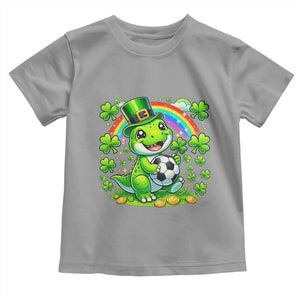 Cute Dinosaur Soccer Player Toddler T Shirt St Patricks Day Dino Lover TS12 Sport Gray Print Your Wear