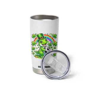 Cute Dinosaur Soccer Player Tumbler Cup St Patricks Day Dino Lover TS12 Print Your Wear