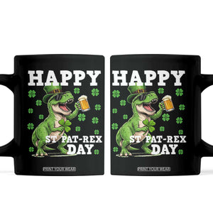 Happy St Pat Rex Day Coffee Mug Funny Dinosaur Drinking Beer TS12 Black Print Your Wear