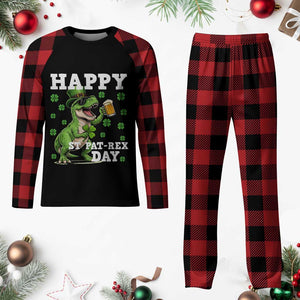 Happy St Pat Rex Day Plaid Pajama Set Funny Dinosaur Drinking Beer TS12 Buffalo Plaid Print Your Wear