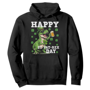 Happy St Pat Rex Day Hoodie Funny Dinosaur Drinking Beer TS12 Black Print Your Wear