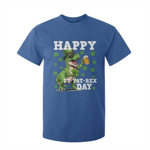 Happy St Pat Rex Day T Shirt For Kid Funny Dinosaur Drinking Beer TS12 Royal Blue Print Your Wear