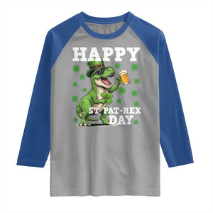 Happy St Pat Rex Day Raglan Shirt Funny Dinosaur Drinking Beer TS12 Sport Gray Royal Print Your Wear