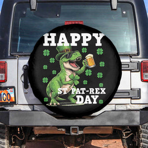Happy St Pat Rex Day Spare Tire Cover Funny Dinosaur Drinking Beer TS12 No hole Black Print Your Wear
