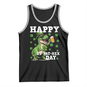 Happy St Pat Rex Day Tank Top Funny Dinosaur Drinking Beer TS12 Black Athletic Heather Print Your Wear