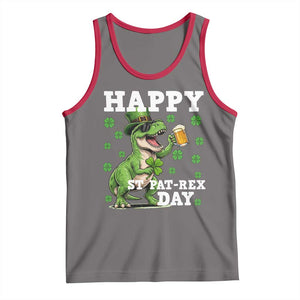 Happy St Pat Rex Day Tank Top Funny Dinosaur Drinking Beer TS12 Deep Heather Red Print Your Wear