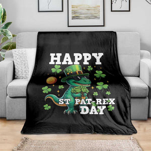 Happy St Pat Rex Day Throw Blanket St Patricks Day Dino Lover TS12 Print Your Wear