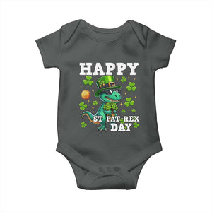 Happy St Pat Rex Day Baby Onesie St Patricks Day Dino Lover TS12 Dark Heather Print Your Wear