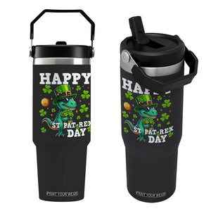 Happy St Pat Rex Day Flip Straw Tumbler St Patricks Day Dino Lover TS12 One Size: 30 oz Black Print Your Wear