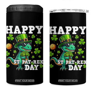 Happy St Pat Rex Day 4 in 1 Can Cooler Tumbler St Patricks Day Dino Lover TS12 One Size: 16 oz Black Print Your Wear