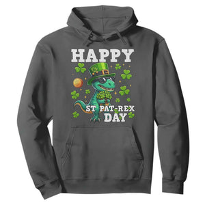 Happy St Pat Rex Day Hoodie St Patricks Day Dino Lover TS12 Dark Heather Print Your Wear