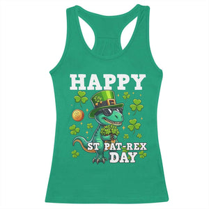 Happy St Pat Rex Day Racerback Tank Top St Patricks Day Dino Lover TS12 Irish Green Print Your Wear