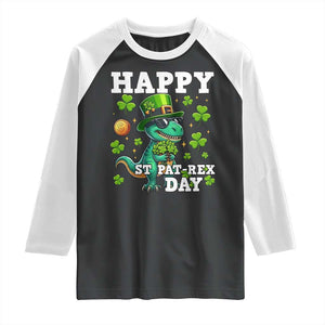 Happy St Pat Rex Day Raglan Shirt St Patricks Day Dino Lover TS12 Black White Print Your Wear