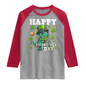 Happy St Pat Rex Day Raglan Shirt St Patricks Day Dino Lover TS12 Sport Gray Red Print Your Wear