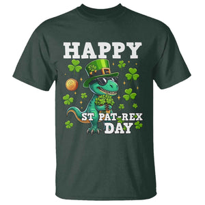 Happy St Pat Rex Day T Shirt St Patricks Day Dino Lover TS12 Dark Forest Green Print Your Wear