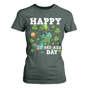Happy St Pat Rex Day T Shirt For Women St Patricks Day Dino Lover TS12 Dark Forest Green Print Your Wear