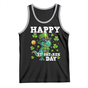 Happy St Pat Rex Day Tank Top St Patricks Day Dino Lover TS12 Black Athletic Heather Print Your Wear