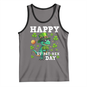 Happy St Pat Rex Day Tank Top St Patricks Day Dino Lover TS12 Deep Heather Black Print Your Wear