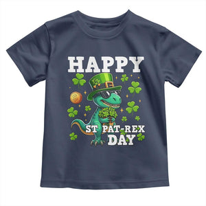 Happy St Pat Rex Day Toddler T Shirt St Patricks Day Dino Lover TS12 Navy Print Your Wear