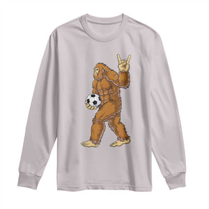 Funny Bigfoot Soccer Player Long Sleeve Shirt Folklore Cryptid Gift TS12 Ice Gray Print Your Wear