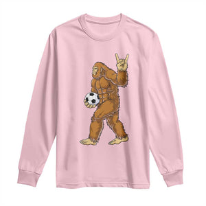 Funny Bigfoot Soccer Player Long Sleeve Shirt Folklore Cryptid Gift TS12 Light Pink Print Your Wear