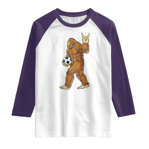 Funny Bigfoot Soccer Player Raglan Shirt Folklore Cryptid Gift TS12 White Purple Print Your Wear
