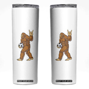 Funny Bigfoot Soccer Player Skinny Tumbler Folklore Cryptid Gift TS12 White Print Your Wear