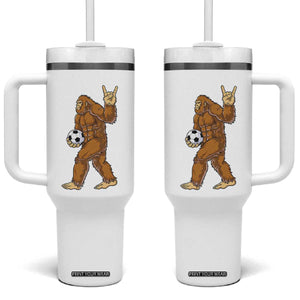 Funny Bigfoot Soccer Player Tumbler With Handle Folklore Cryptid Gift TS12 One Size: 40 oz White Print Your Wear