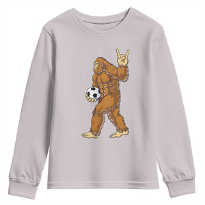 Funny Bigfoot Soccer Player Youth Sweatshirt Folklore Cryptid Gift TS12 Ice Gray Print Your Wear