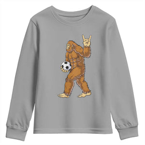 Funny Bigfoot Soccer Player Youth Sweatshirt Folklore Cryptid Gift TS12 Sport Gray Print Your Wear