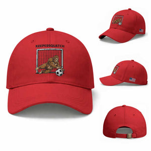 Funny Bigfoot Soccer Goalkeeper Baseball Cap Keepersquatch TS12 Baseball Cap Universal Fit Red Print Your Wear
