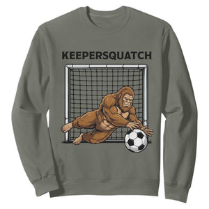 Funny Bigfoot Soccer Goalkeeper Sweatshirt Keepersquatch TS12 Military Green Print Your Wear