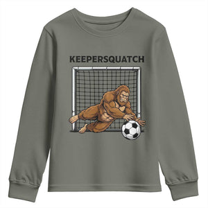 Funny Bigfoot Soccer Goalkeeper Youth Sweatshirt Keepersquatch TS12 Military Green Print Your Wear
