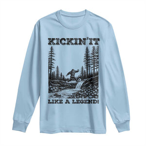 Kickin It Like A Legend Long Sleeve Shirt Funny Bigfoot Soccer Player TS12 Light Blue Print Your Wear