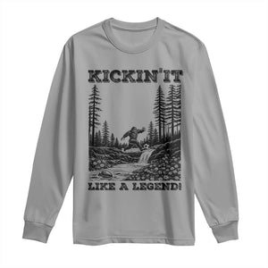 Kickin It Like A Legend Long Sleeve Shirt Funny Bigfoot Soccer Player TS12 Sport Gray Print Your Wear