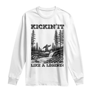 Kickin It Like A Legend Long Sleeve Shirt Funny Bigfoot Soccer Player TS12 White Print Your Wear