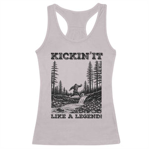 Kickin It Like A Legend Racerback Tank Top Funny Bigfoot Soccer Player TS12 Ice Gray Print Your Wear