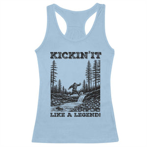 Kickin It Like A Legend Racerback Tank Top Funny Bigfoot Soccer Player TS12 Light Blue Print Your Wear