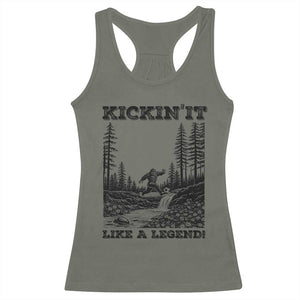 Kickin It Like A Legend Racerback Tank Top Funny Bigfoot Soccer Player TS12 Military Green Print Your Wear