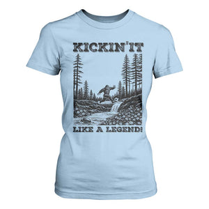 Kickin It Like A Legend T Shirt For Women Funny Bigfoot Soccer Player TS12 Light Blue Print Your Wear